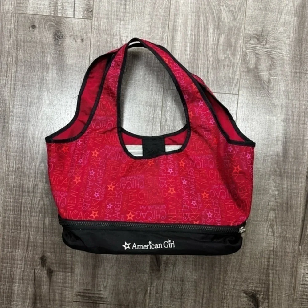 American Girl Red and Black 2 Doll Carry Tote Bag